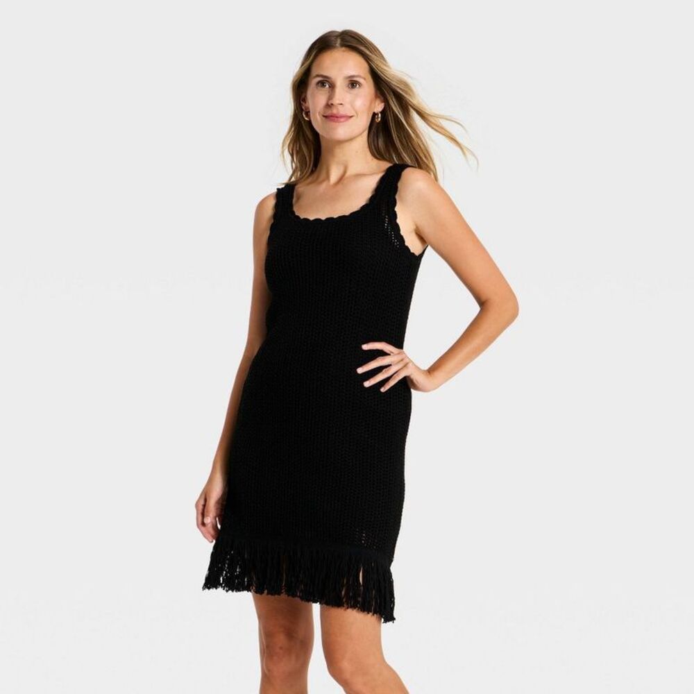Women's Mini Sweater Dress - A New Day Black M